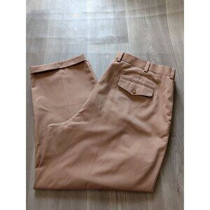 L.L. Bean Mens Comfort Waist Pleated Khaki Pants Size 44 Beige Cotton Blend